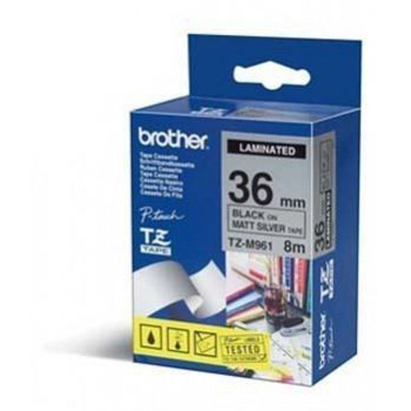BROTHER CINTA ROTULADORA LAMINADA ORIGINAL TZM961 PLATA MATE/NEGRO 36MM BROTHER CINTA ROTULADORA LAMINADA ORIGINAL TZM961 PLATA MATE/NEGRO 36MM