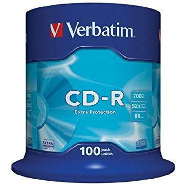 VERBATIM CD-R, 700MB, 52X, 100 PACK SPINDLE, SUPERFICIE EXTRA PROTECTION VERBATIM CD-R, 700MB, 52X, 100 PACK SPINDLE, SUPERFICIE EXTRA PROTECTION