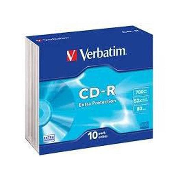 VERBATIM CD-R, 700MB, 52X, 10 PACK SLIM CASE, SUPERFICIE EXTRA PROTECTION VERBATIM CD-R, 700MB, 52X, 10 PACK SLIM CASE, SUPERFICIE EXTRA PROTECTION