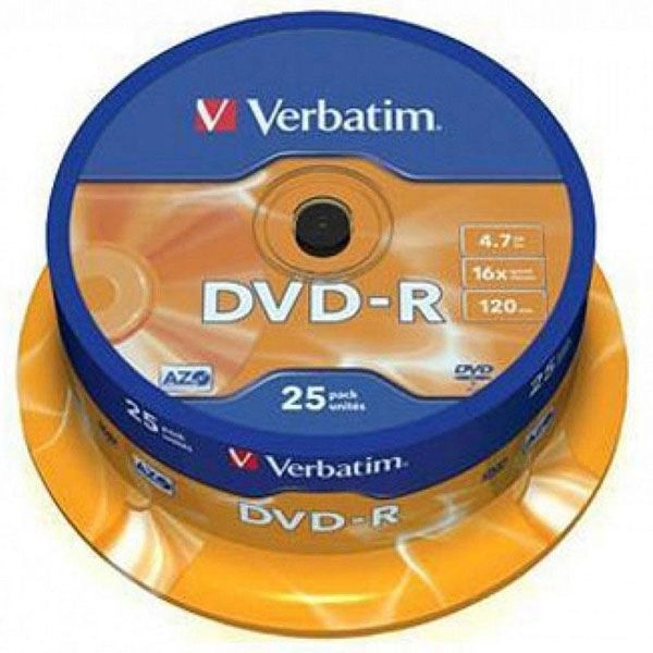 VERBATIM DVD-R, 4.7GB, 16X, 25 PACK SPINDLE, SUPERFICIE MATT SILVER VERBATIM DVD-R, 4.7GB, 16X, 25 PACK SPINDLE, SUPERFICIE MATT SILVER