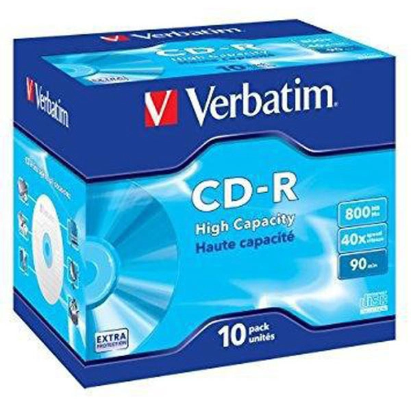 VERBATIM CD-R, 800MB, 40X, 10 PACK JEWEL CASE, SUPERFICIE EXTRA PROTECTION VERBATIM CD-R, 800MB, 40X, 10 PACK JEWEL CASE, SUPERFICIE EXTRA PROTECTION