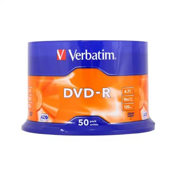 VERBATIM DVD-R, 4.7GB, 16X, 50 PACK SPINDLE, SUPERFICIE MATT SILVER VERBATIM DVD-R, 4.7GB, 16X, 50 PACK SPINDLE, SUPERFICIE MATT SILVER
