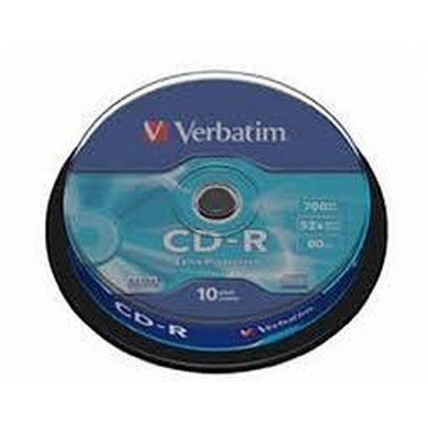 VERBATIM CD-R, 700MB, 52X, 10 PACK SPINDLE, SUPERFICIE EXTRA PROTECTION VERBATIM CD-R, 700MB, 52X, 10 PACK SPINDLE, SUPERFICIE EXTRA PROTECTION