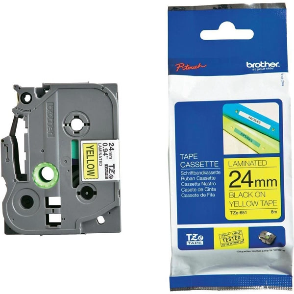 BROTHER CINTA LAMINADA AMARILLO/NEGRO 24MM BROTHER CINTA LAMINADA AMARILLO/NEGRO 24MM