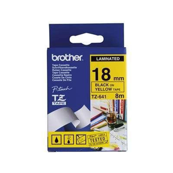 BROTHER CINTA LAMINADA ROTULADORA AMARILLO/ NEGRO 18MM LONGITUD 8M BROTHER CINTA LAMINADA ROTULADORA AMARILLO/ NEGRO 18MM LONGITUD 8M