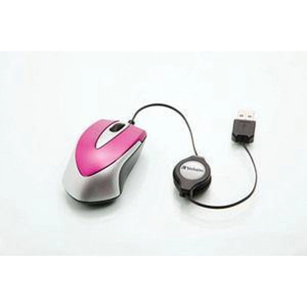 VERBATIM RATÓN OPTICO DE VIAJE GO MINI. DISEÑO ULTRAPORTÁTIL. CABLE USB RETRÁCTIL. COLOR FUCSIA VERBATIM RATÓN OPTICO DE VIAJE GO MINI. DISEÑO ULTRAPORTÁTIL. CABLE USB RETRÁCTIL. COLOR FUCSIA