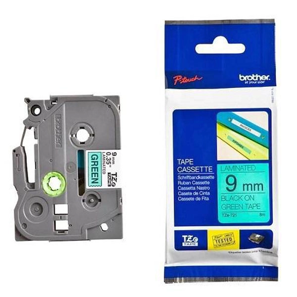 BROTHER CINTA LAMINADA VERDE/ NEGRO 9MM LONGITUD 8M BROTHER CINTA LAMINADA VERDE/ NEGRO 9MM LONGITUD 8M
