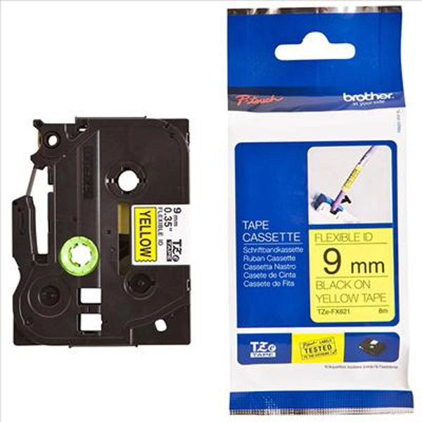 BROTHER CINTA LAMINADA AMARILLO / NEGRO (FLEXIBLES) DE 9 MM X 8 M. BROTHER CINTA LAMINADA AMARILLO / NEGRO (FLEXIBLES) DE 9 MM X 8 M.