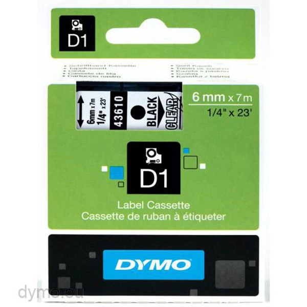 DYMO CINTA DE TRANSFERENCIA TERMICA D1 43610. NEGRO SOBRE BLANCO DE 6MMX7M. POLIESTER AUTOADHESIVA S0720770 DYMO COD. EXA_31051 EAN 5411313436106 DYMO CINTA DE TRANSFERENCIA TERMICA D1 43610. NEGRO SOBRE BLANCO DE 6MMX7M. POLIESTER AUTOADHESIVA S0720770 DYMO COD. EXA_31051 EAN 5411313436106