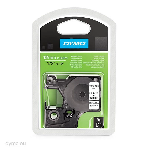 DYMO CINTA DE TRANSFERENCIA TERMICA D1 16957. NEGRO SOBRE BLANCO DE 12MMX3,5M. ETIQUETAS NYLON FLEXIBLE. S0718040 DYMO COD. EXA_31092 EAN 5411313169578 DYMO CINTA DE TRANSFERENCIA TERMICA D1 16957. NEGRO SOBRE BLANCO DE 12MMX3,5M. ETIQUETAS NYLON FLEXIBLE. S0718040 DYMO COD. EXA_31092 EAN 5411313169578