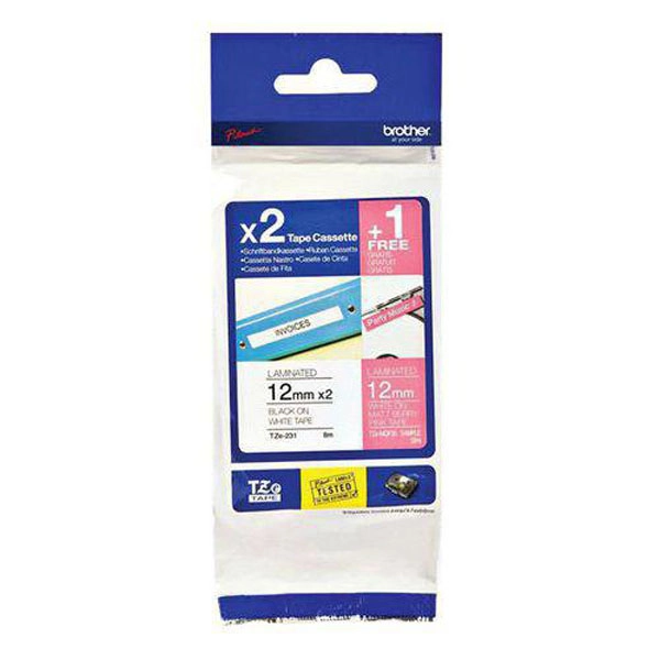 BROTHER CINTA ROTULADORA LAMINADA MULTIPACK NEGRO SOBRE BLANCO DE 12MMX8M Y BLANCO SOBRE ROSA DE 12MMX2M (2XTZE231+1XTZEMQP35) TZE-32M3 BROTHER COD. EXA_35509 BROTHER CINTA ROTULADORA LAMINADA MULTIPACK NEGRO SOBRE BLANCO DE 12MMX8M Y BLANCO SOBRE ROSA DE 12MMX2M (2XTZE231+1XTZEMQP35) TZE-32M3 BROTHER COD. EXA_35509