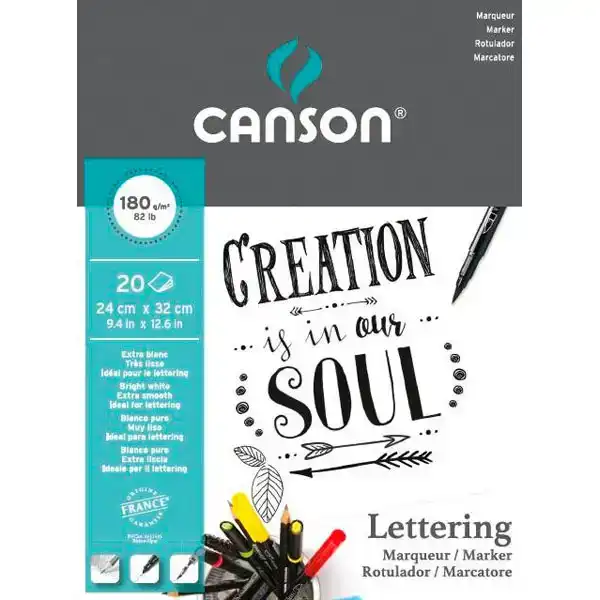 BLOCK LETTERING CANSON MARKER SATINADO 24X32CM 20HJ 180GR C400109829 155903 3148950137845 BLOCK LETTERING CANSON MARKER SATINADO 24X32CM 20HJ 180GR C400109829 155903 3148950137845