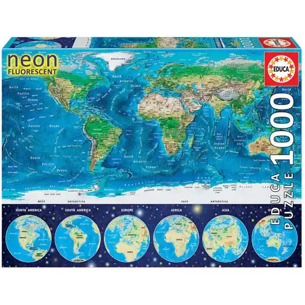 PUZZLE EDUCA 1000 PIEZAS NEON MAPAMUNDI FISICO 8412668167605 PUZZLE EDUCA 1000 PIEZAS NEON MAPAMUNDI FISICO 8412668167605