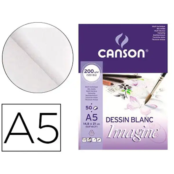 BLOCK DIBUJO MULTITECNICAS CANSON IMAGINE A5 50HJ 200GR C200006009 64841 BLOCK DIBUJO MULTITECNICAS CANSON IMAGINE A5 50HJ 200GR C200006009 64841