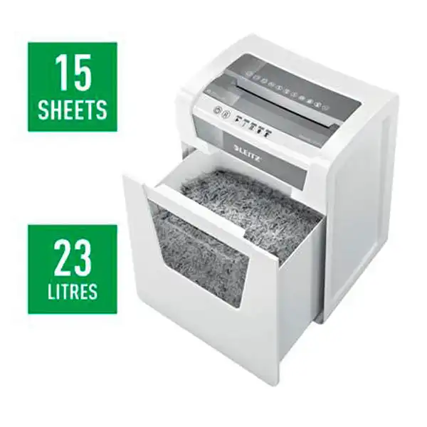 DESTRUCTORA LEITZ IQ OFFICE P4BLANCO/PLATA 80030000 DESTRUCTORA LEITZ IQ OFFICE P4BLANCO/PLATA 80030000