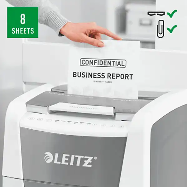 DESTRUCTORA IQ AUTO+ OFFICE 300 P5 BLANCA LEITZ 80160000 DESTRUCTORA IQ AUTO+ OFFICE 300 P5 BLANCA LEITZ 80160000