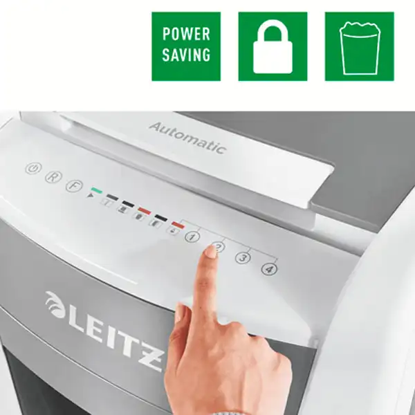 DESTRUCTORA IQ AUTO+ OFFICE 300 P5 BLANCA LEITZ 80160000 DESTRUCTORA IQ AUTO+ OFFICE 300 P5 BLANCA LEITZ 80160000
