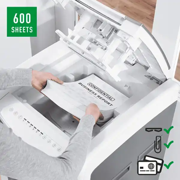 DESTRUCTORA IQ AUTO+ OFFICE PRO 600 P5 BLANCA LEITZ 80180000 DESTRUCTORA IQ AUTO+ OFFICE PRO 600 P5 BLANCA LEITZ 80180000