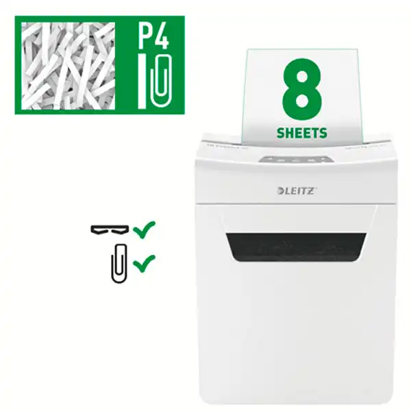 DESTRUCTORA IQ PROTECT 8 P4 BLANCO/PLATA LEITZ 80910000 DESTRUCTORA IQ PROTECT 8 P4 BLANCO/PLATA LEITZ 80910000