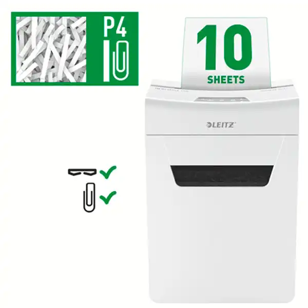DESTRUCTORA IQ PROTECT 10 P4 BLANCO/PLATA LEITZ 80920000 DESTRUCTORA IQ PROTECT 10 P4 BLANCO/PLATA LEITZ 80920000