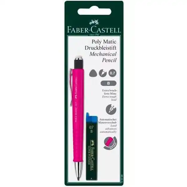 FABER CASTELL PORTAMINAS GRIP MATIC 0,7MM AZUL + TUBO DE MINAS B 133398 40083 FABER CASTELL PORTAMINAS GRIP MATIC 0,7MM AZUL + TUBO DE MINAS B 133398 40083