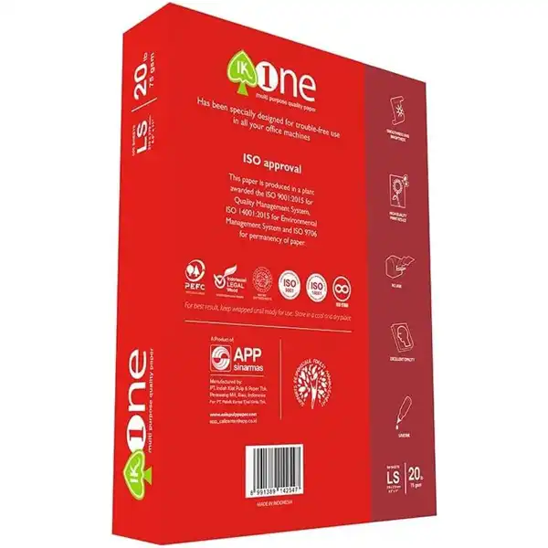 PAPEL FOTOCOPIADORA IK ONE A4 80GR PAQ. 500HJ 53118 PAPEL FOTOCOPIADORA IK ONE A4 80GR PAQ. 500HJ 53118