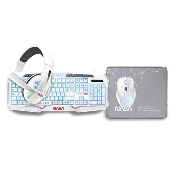 NASA KIT GAMING TECLADO + RATÓN C/CABLE + ALFOMBRILLA + AURICULAR C/MICROFONO ANDROMEDA4IN1-W 56849 NASA KIT GAMING TECLADO + RATÓN C/CABLE + ALFOMBRILLA + AURICULAR C/MICROFONO ANDROMEDA4IN1-W 56849