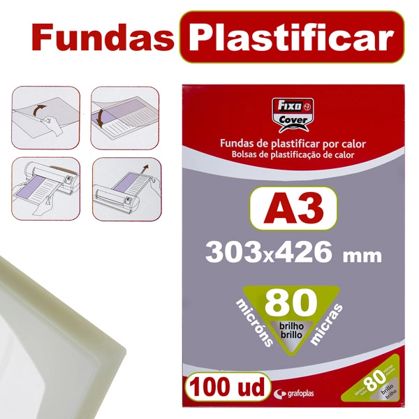 CAJA 100 FUNDAS PLASTIFICAR A3 303X426MM 80MY 01020000 8413623102013 GRAFOPLAS CAJA 100 FUNDAS PLASTIFICAR A3 303X426MM 80MY 01020000 8413623102013 GRAFOPLAS