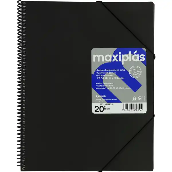 CARPETA GRAFOPLAS 20 FUNDAS A4 MAXIPLAS NEGRO 39822010 CARPETA GRAFOPLAS 20 FUNDAS A4 MAXIPLAS NEGRO 39822010