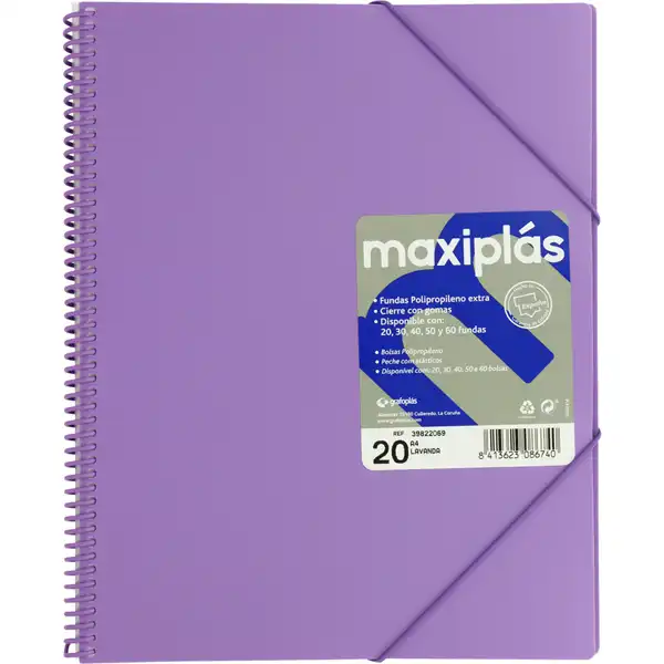 CARPETA GRAFOPLAS 20 FUNDAS A4 MAXIPLAS LAVANDA 39822069 CARPETA GRAFOPLAS 20 FUNDAS A4 MAXIPLAS LAVANDA 39822069