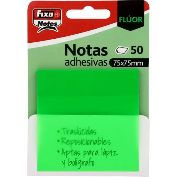 NOTAS ADHESIVAS 75X75MM TRANSPARENTE VERDE NEON 50HJ FIXO (65007825) NOTAS ADHESIVAS 75X75MM TRANSPARENTE VERDE NEON 50HJ FIXO (65007825)