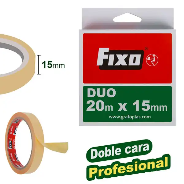 CINTA ADHESIVA DOBLE CARA 20MX15MM GRAFOPLAS 75600500 CINTA ADHESIVA DOBLE CARA 20MX15MM GRAFOPLAS 75600500