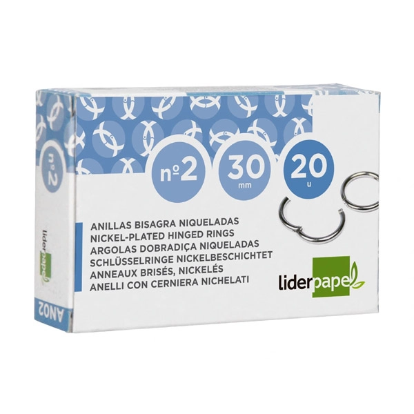 ANILLA BISAGRA LIDERPAPEL NIQUELADA N.2 DIAMETRO 30 MM CAJA DE 20 UDS AN02 404 ANILLA BISAGRA LIDERPAPEL NIQUELADA N.2 DIAMETRO 30 MM CAJA DE 20 UDS AN02 404