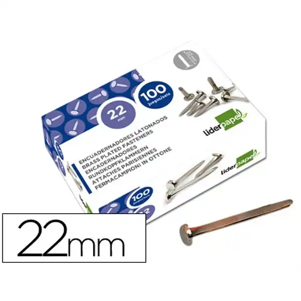 ENCUADERNADORES LIDERPAPEL NIQUELADOS N.4 22 MM CAJA DE 100 UDS FS12 2829 ENCUADERNADORES LIDERPAPEL NIQUELADOS N.4 22 MM CAJA DE 100 UDS FS12 2829