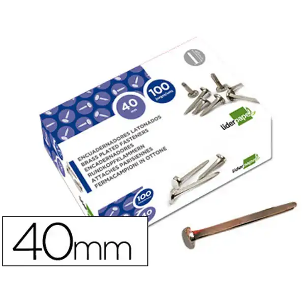 ENCUADERNADORES LIDERPAPEL NIQUELADOS N.8 40 MM CAJA DE 100 UDS FS16 2832 ENCUADERNADORES LIDERPAPEL NIQUELADOS N.8 40 MM CAJA DE 100 UDS FS16 2832