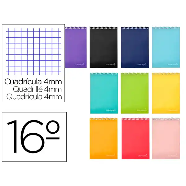 BLOCK ESPIRAL LIDERPAPEL BOLSILLO TAPA DURA 16º APAISADO 80HJ CUADRO BQ07 (08420) 8420 BLOCK ESPIRAL LIDERPAPEL BOLSILLO TAPA DURA 16º APAISADO 80HJ CUADRO BQ07 (08420) 8420