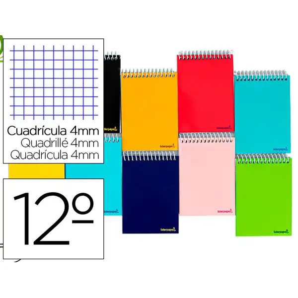 BLOC ESPIRAL LIDERPAPEL BOLSILLO 12º APAISADO TAPA CARTONCILLO 80H 60G CUADRO 4MM 730 BQ02 09861 BLOC ESPIRAL LIDERPAPEL BOLSILLO 12º APAISADO TAPA CARTONCILLO 80H 60G CUADRO 4MM 730 BQ02 09861