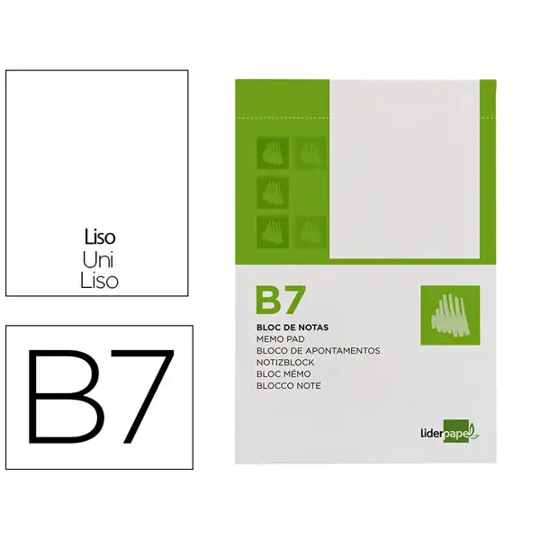 BLOC NOTAS LIDERPAPEL LISO B7 80 HJ 60G/M2 PERFORADO BN08 10437 BLOC NOTAS LIDERPAPEL LISO B7 80 HJ 60G/M2 PERFORADO BN08 10437