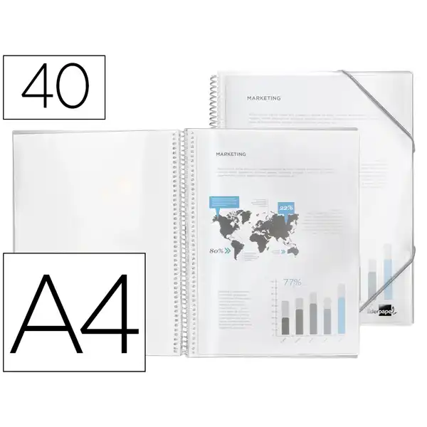 CARPETA LIDERPAPEL ESCAPARATE CON ESPIRAL 40 FUNDAS PP DIN A4 TRANSPARENTE EC55 10930 CARPETA LIDERPAPEL ESCAPARATE CON ESPIRAL 40 FUNDAS PP DIN A4 TRANSPARENTE EC55 10930