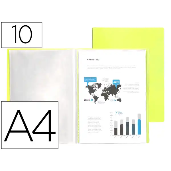 CARPETA LIDERPAPEL ESCAPARATE 10 FUNDAS PP DIN A4 AMARILLO FLUOR OPACO EC61 10989 CARPETA LIDERPAPEL ESCAPARATE 10 FUNDAS PP DIN A4 AMARILLO FLUOR OPACO EC61 10989