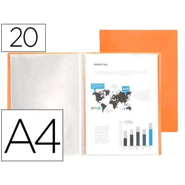CARPETA LIDERPAPEL ESCAPARATE 20 FUNDAS PP DIN A4 NARANJA FLUOR OPACO EC68 10997 CARPETA LIDERPAPEL ESCAPARATE 20 FUNDAS PP DIN A4 NARANJA FLUOR OPACO EC68 10997