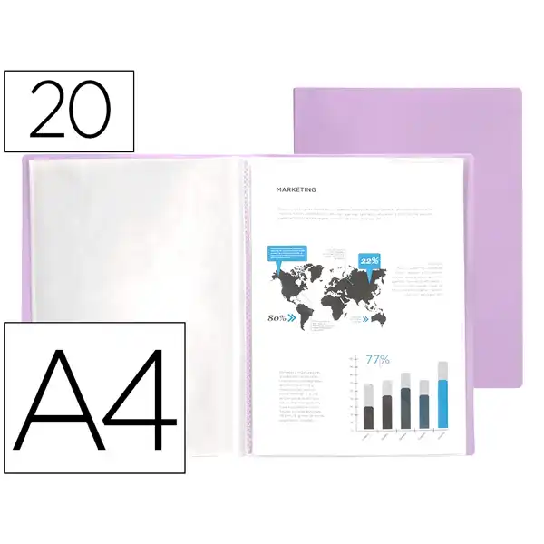 CARPETA LIDERPAPEL ESCAPARATE 20 FUNDAS PP DIN A4 LAVANDA OPACO EC69 10999 CARPETA LIDERPAPEL ESCAPARATE 20 FUNDAS PP DIN A4 LAVANDA OPACO EC69 10999