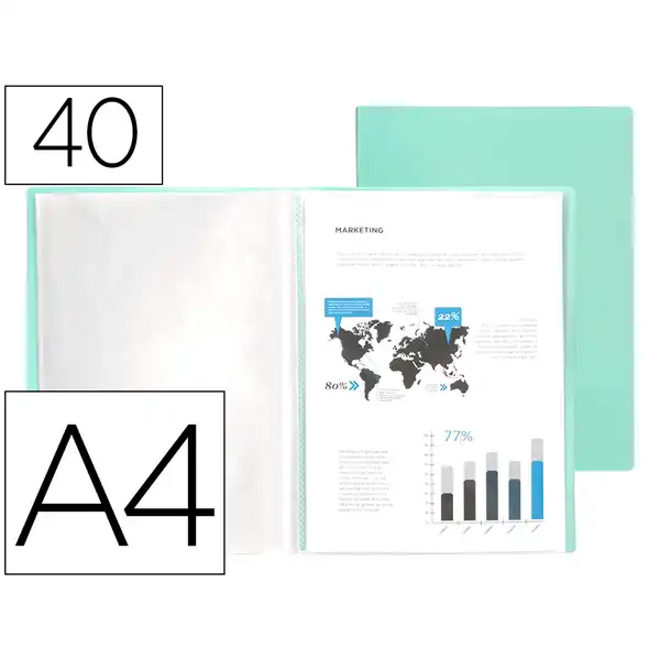 CARPETA LIDERPAPEL ESCAPARATE 40 FUNDAS PP DIN A4 VERDE MANZANA OPACO EC83 11036 CARPETA LIDERPAPEL ESCAPARATE 40 FUNDAS PP DIN A4 VERDE MANZANA OPACO EC83 11036