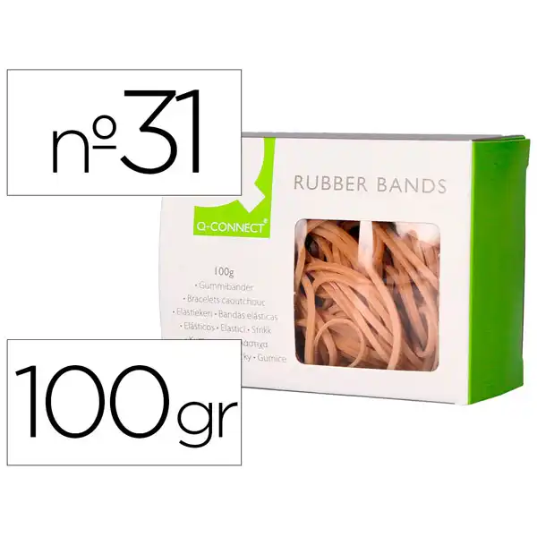 GOMILLAS ELASTICAS Q-CONNECT 100 GR 60X3 MM NUMERO 31 KF10589 154521 GOMILLAS ELASTICAS Q-CONNECT 100 GR 60X3 MM NUMERO 31 KF10589 154521