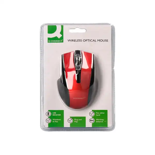 RATON OPTICO Q-CONNECT INALAMBRICO ROJO 155698 KF18068 RATON OPTICO Q-CONNECT INALAMBRICO ROJO 155698 KF18068
