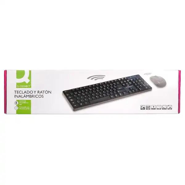SET TECLADO + RATON INALAMBRICO Q-CONNECT 2.4G NEGRO WINDOWS KF17988 155702 SET TECLADO + RATON INALAMBRICO Q-CONNECT 2.4G NEGRO WINDOWS KF17988 155702