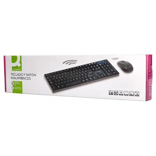 SET TECLADO + RATON INALAMBRICO Q-CONNECT 2.4G NEGRO WINDOWS KF17988 155702 SET TECLADO + RATON INALAMBRICO Q-CONNECT 2.4G NEGRO WINDOWS KF17988 155702