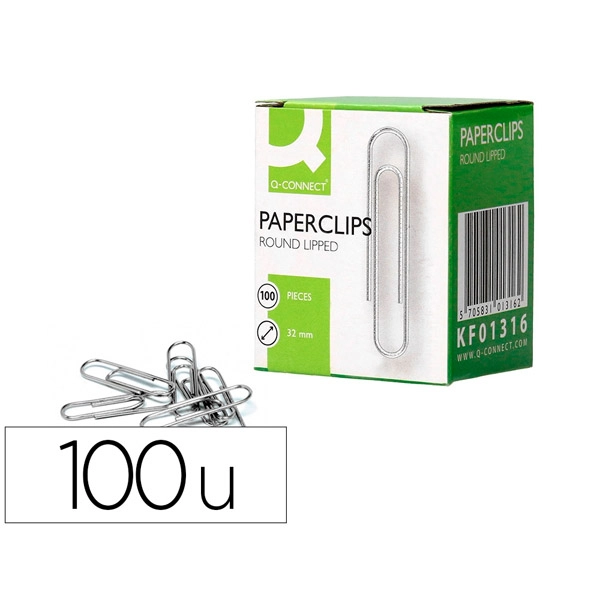CLIPS NIQUELADOS Q-CONNECT Nº 32 MM CAJA DE 100 UDS KF01316 15724 CLIPS NIQUELADOS Q-CONNECT Nº 32 MM CAJA DE 100 UDS KF01316 15724