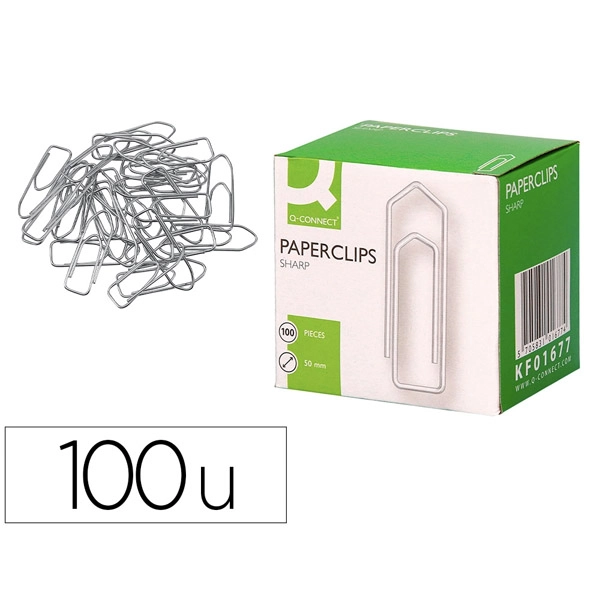 CLIPS NIQUELADOS Q-CONNECT Nº4 50 MM CAJA DE 100 UDS KF01677 15725 CLIPS NIQUELADOS Q-CONNECT Nº4 50 MM CAJA DE 100 UDS KF01677 15725