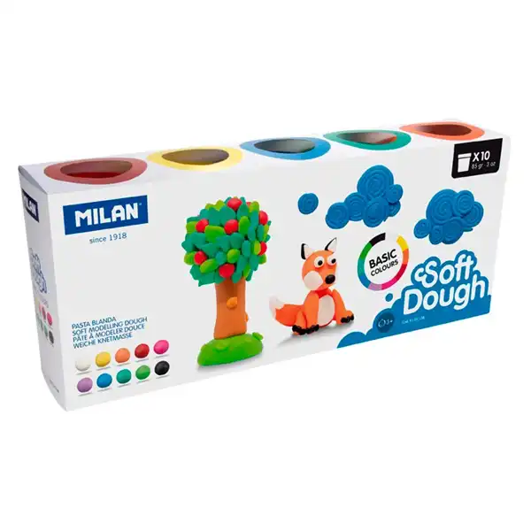 PASTA MILAN PARA MODELAR SOFT DOUGH BASIC 85GR 10 BOTES COLORES SURTIDOS 160416 913510B PASTA MILAN PARA MODELAR SOFT DOUGH BASIC 85GR 10 BOTES COLORES SURTIDOS 160416 913510B